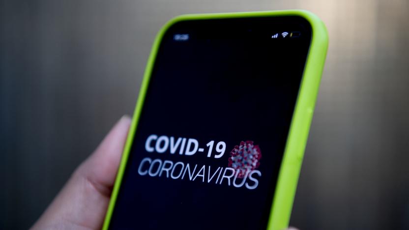 NETHERLANDS - 2020/04/08: In this photo illustration, a COVID-19 coronavirus related app displayed on a mobile phone. 
The Dutch government plans to use the covid app to trace people who might get in contact with people who are diagnosed with the coronavirus if they leave their house. They will receive a message alert informing them to stay home for 2 weeks. This will be done to curb the spread of covid-19. (Photo Illustration by Robin Utrecht/SOPA Images/LightRocket via Getty Images)
