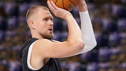 Associated Press - Boston Celtics center Kristaps Porzingis works out prior to Game 4 of the NBA basketball finals against the Dallas Mavericks, Friday, June 14, 2024, in Dallas. (STF Photo/Julio Cortez)