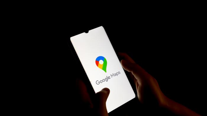 In this photo illustration a Google Maps logo seen displayed on a smartphone screen in Chania, Greece on August 18, 2023. (Photo illustration by Nikolas Kokovlis/NurPhoto via Getty Images)