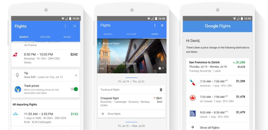 Google helps you find deals on flights and hotels