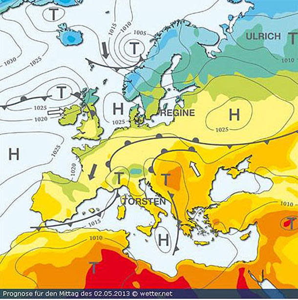 Wetterzweiteilung über Deutschland