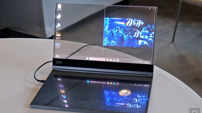 Lenovo's Project Crystal Concept device is said to be the world's first laptop with a transparent microLED display. 