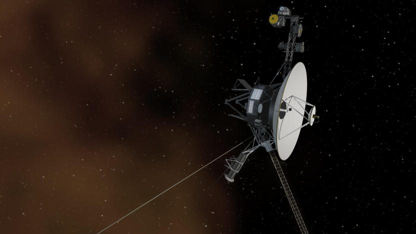 An illustration of the Voyager 2 spacecraft against a space backdrop with stars.
