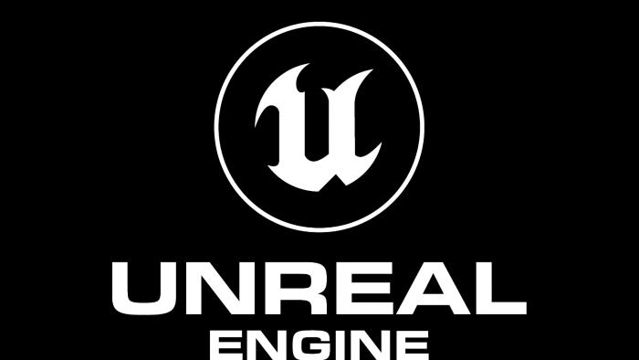 Unreal Engine logo in white lettering over a black background