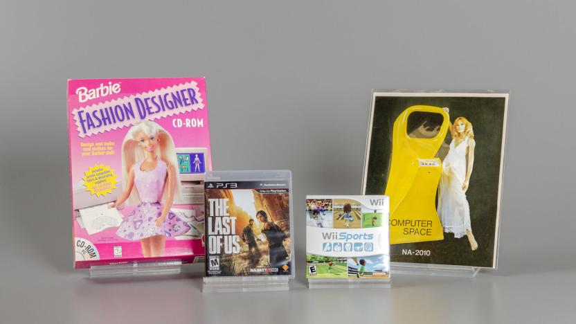 World Video Game Hall of Fame Class of 2023 inductees. From left: Barbie Fashion Designer, The Last of Us, Wii Sports and Computer Space.