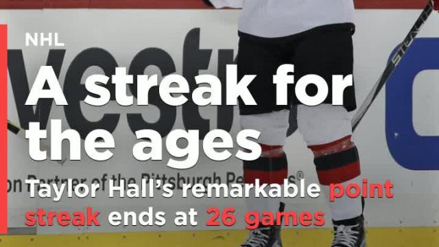 Taylor Hall’s remarkable point streak ends at 26 games