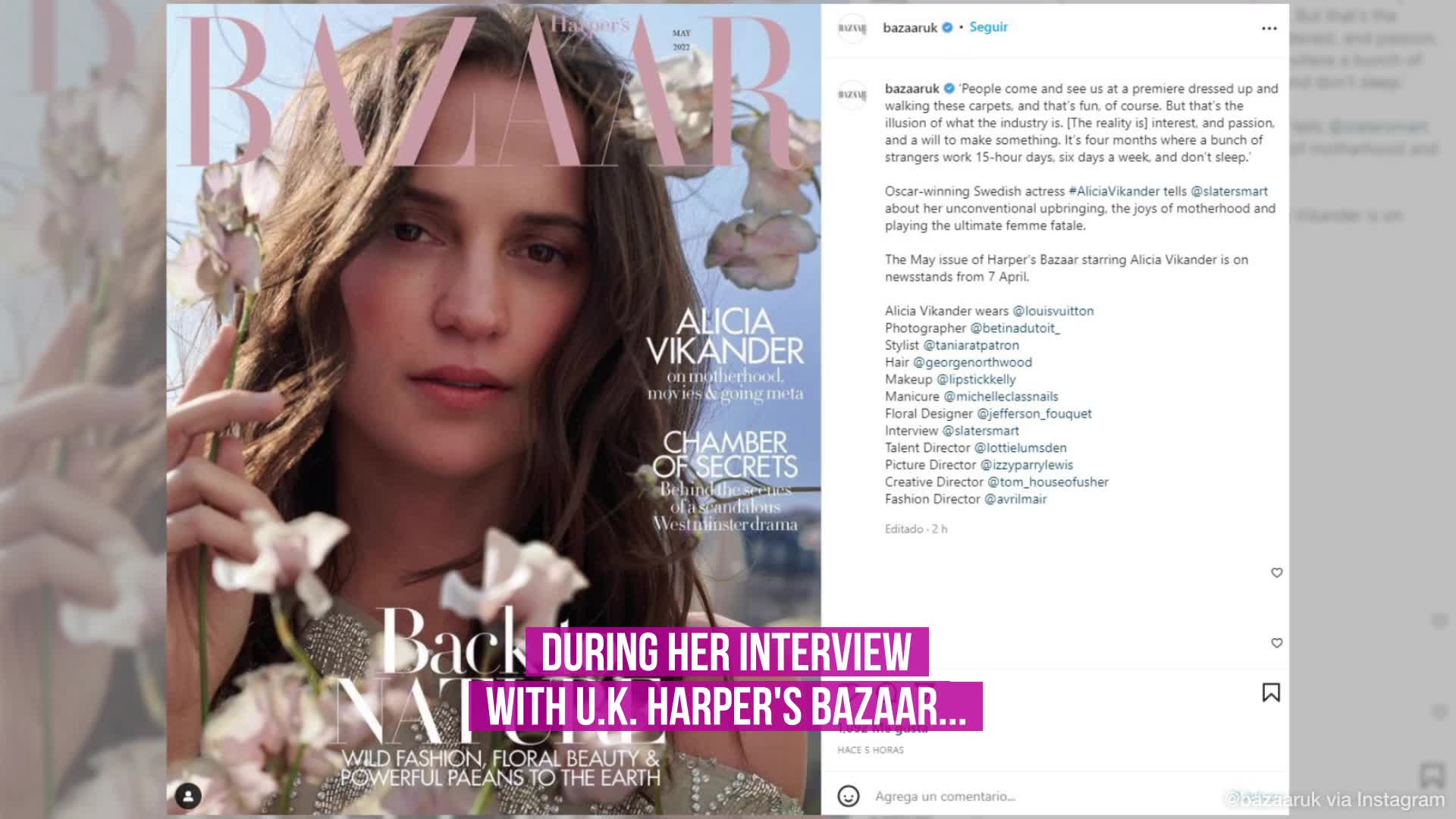 Alicia Vikander cover interview