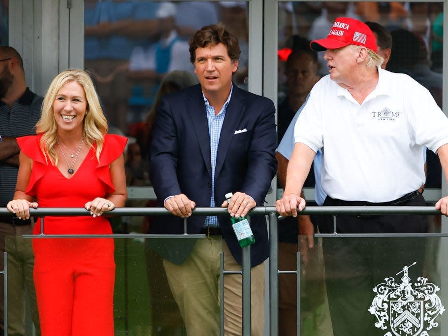 Video shows Trump hosting Tucker Carlson and Marjorie Taylor Greene at Saudi-fun..