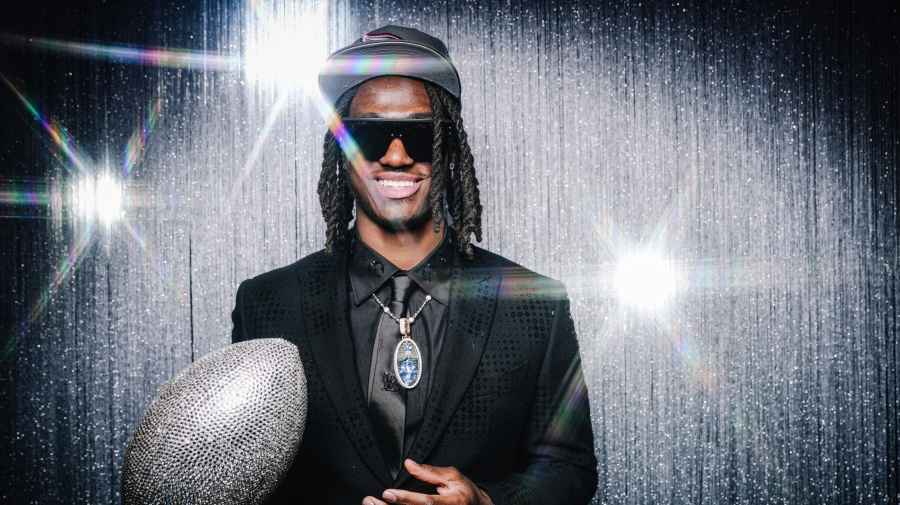 Getty Images - DETROIT, MI - APRIL 25: (EDITOR'S NOTE: Image has been taken using a Star Effect Filter)  Wide receiver Marvin Harrison Jr. poses for portraits after being selected fourth overall in the first round by the Arizona Cardinals during the 2024 NFL draft on April 25, 2024 in Detroit, Michigan. (Photo by Todd Rosenberg/Getty Images)