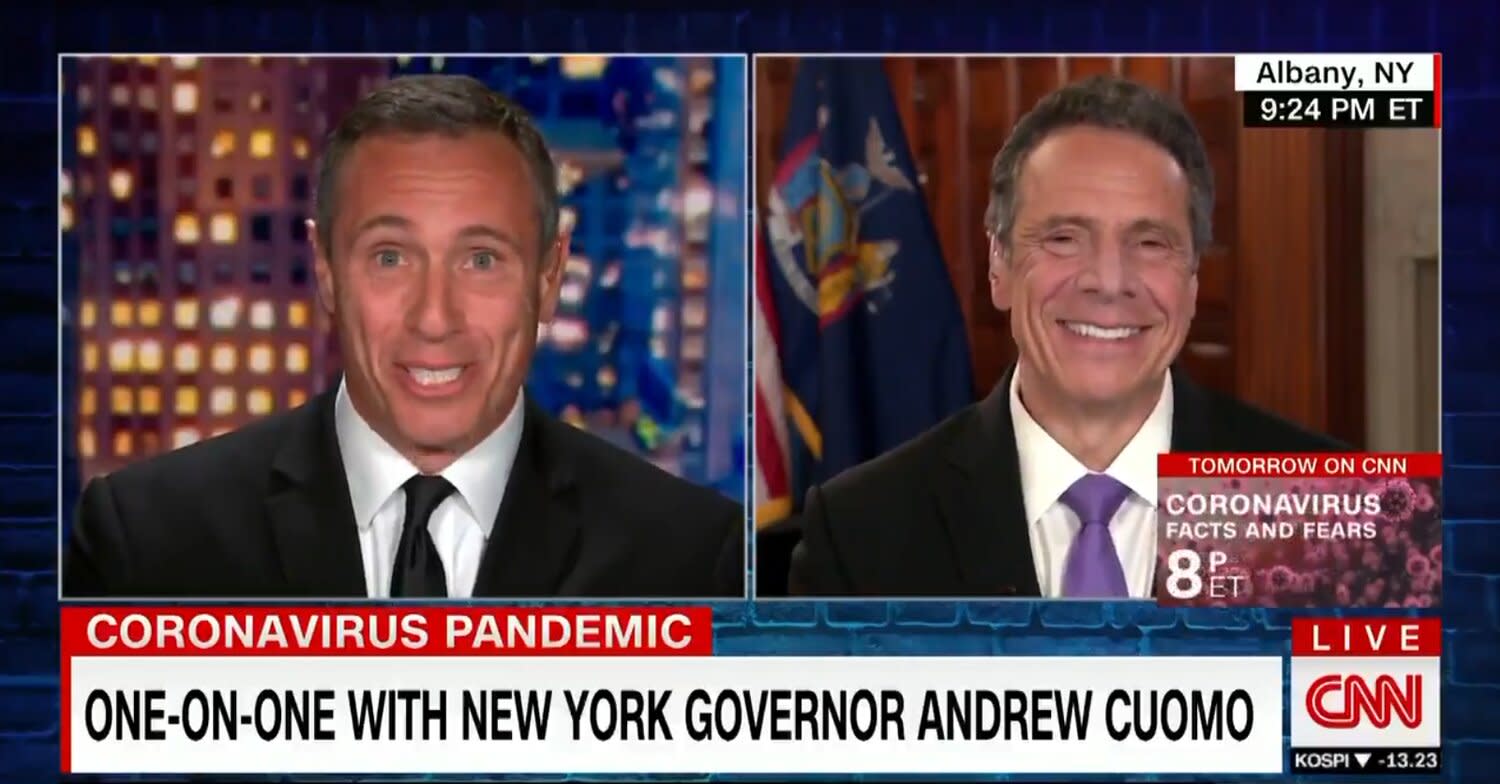 Siblings Chris and Andrew Cuomo Have Sweet Moment Live on Air 'I Love