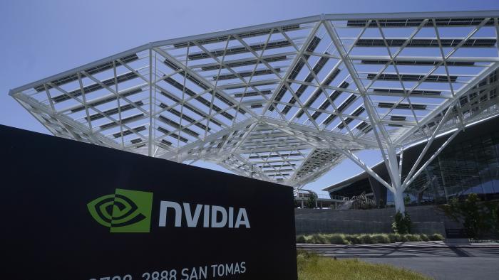 A Nvidia office building is shown in Santa Clara, Calif., Wednesday, May 31, 2023. (AP Photo/Jeff Chiu)