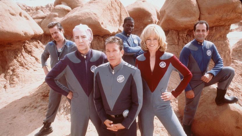 1999 Tim Allen, Sigourney Weaver, Alan Rickman, Sam Rockwell, Tony Shalhoub, and Daryl Mitchell, stars in the movie "Galaxy Quest." Photo Dreamworks