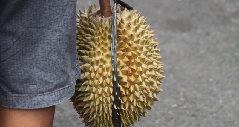 Una mujer quedó con la cara ensangrentada después de ser golpeada con un durian por un cobrador de deudas en Tailandia