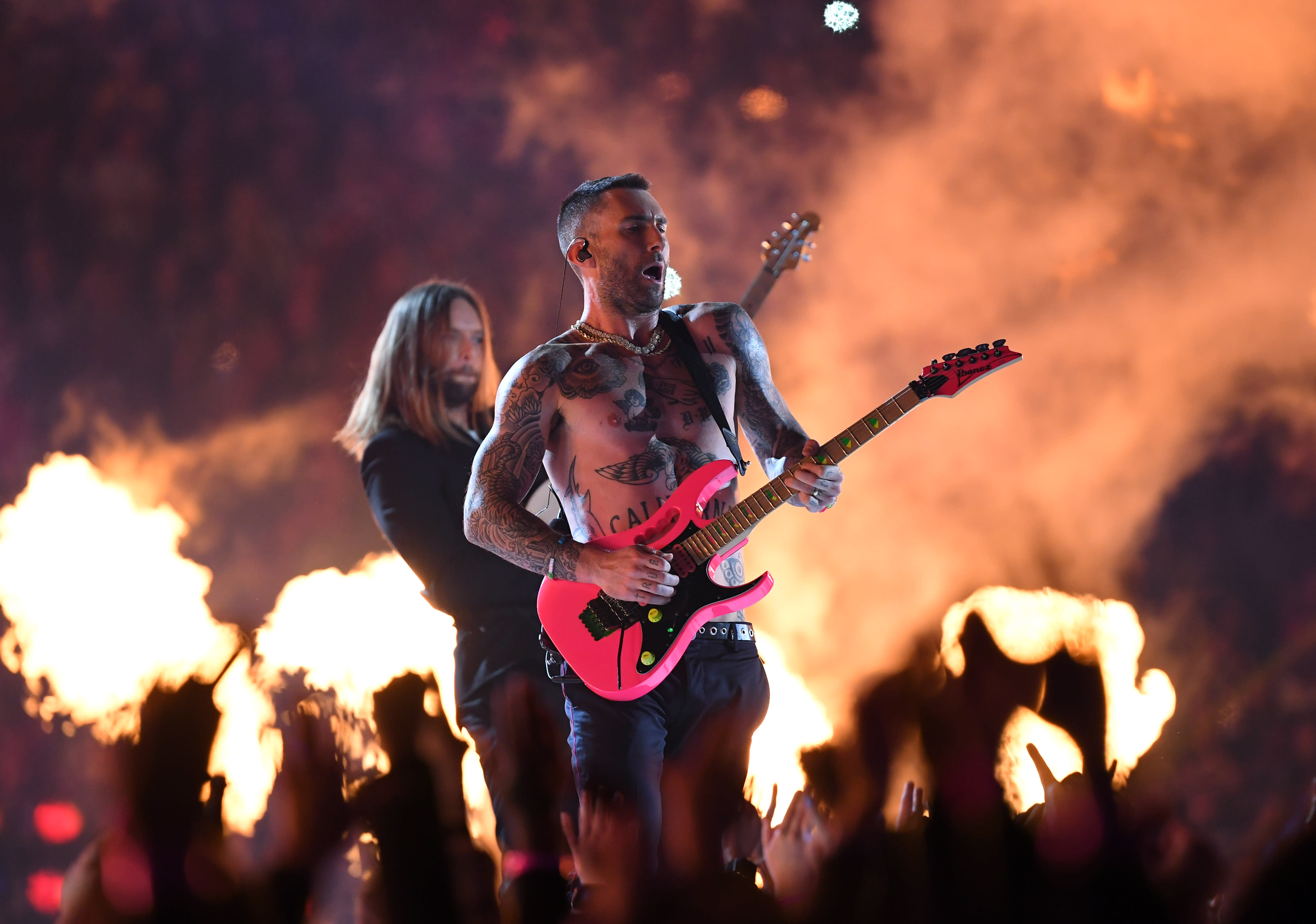 Adam Levine Goes Shirtless in Nikes at Super Bowl 2019 Halftime