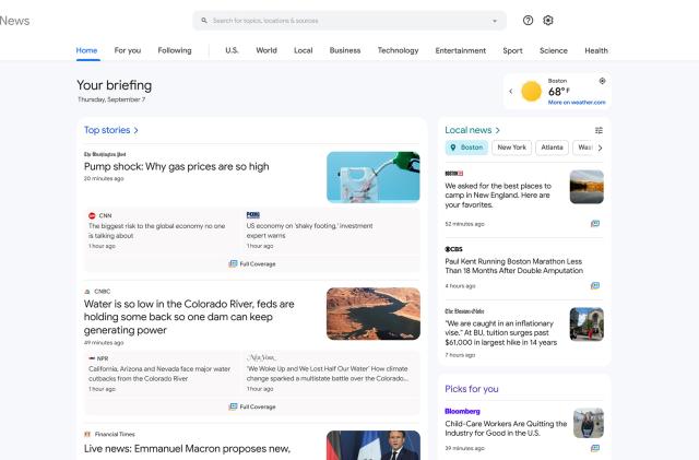 Google News redesign with local stories (2022)