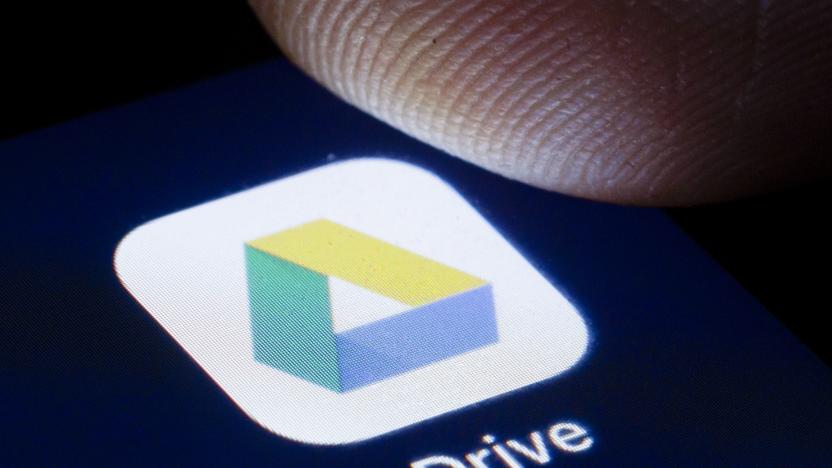 BERLIN, GERMANY - APRIL 22: The logo of the filehosting service Google Drive is shown on the display of a smartphone on April 22, 2020 in Berlin, Germany. (Photo by Thomas Trutschel/Photothek via Getty Images)