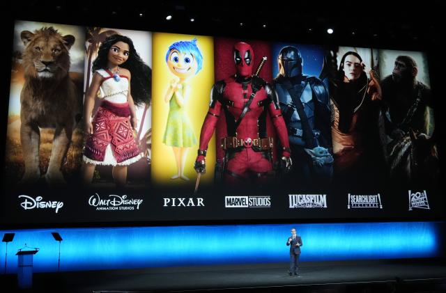 Tony Chambers, executive vice president of theatrical distribution for Walt Disney Studios, addresses the audience during the Walt Disney Studios presentation at CinemaCon 2024, Thursday, April 11, 2024, at Caesars Palace in Las Vegas. (AP Photo/Chris Pizzello)
