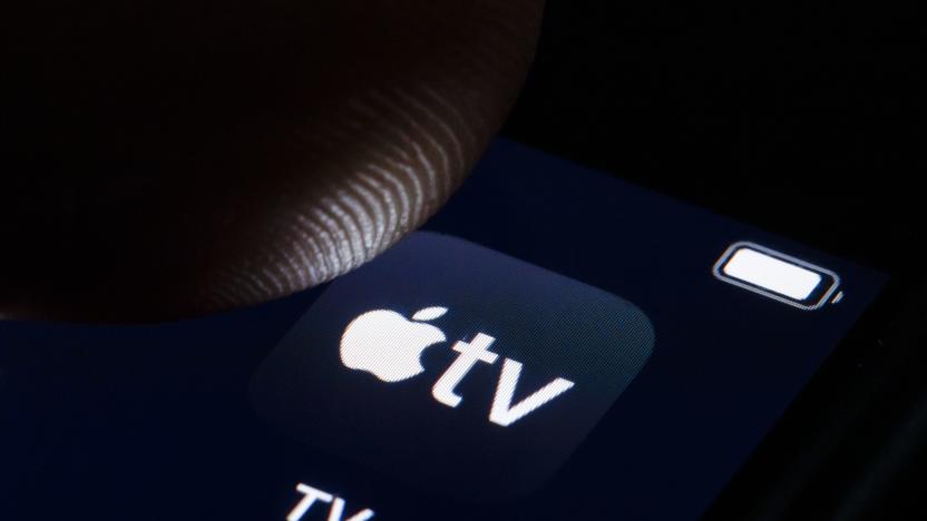 BERLIN, GERMANY - OCTOBER 07: In this photo illustration the logo of Apple TV is displayed on a smartphone on October 07, 2019 in Berlin, Germany. (Photo Illustration by Thomas Trutschel/Photothek via Getty Images)