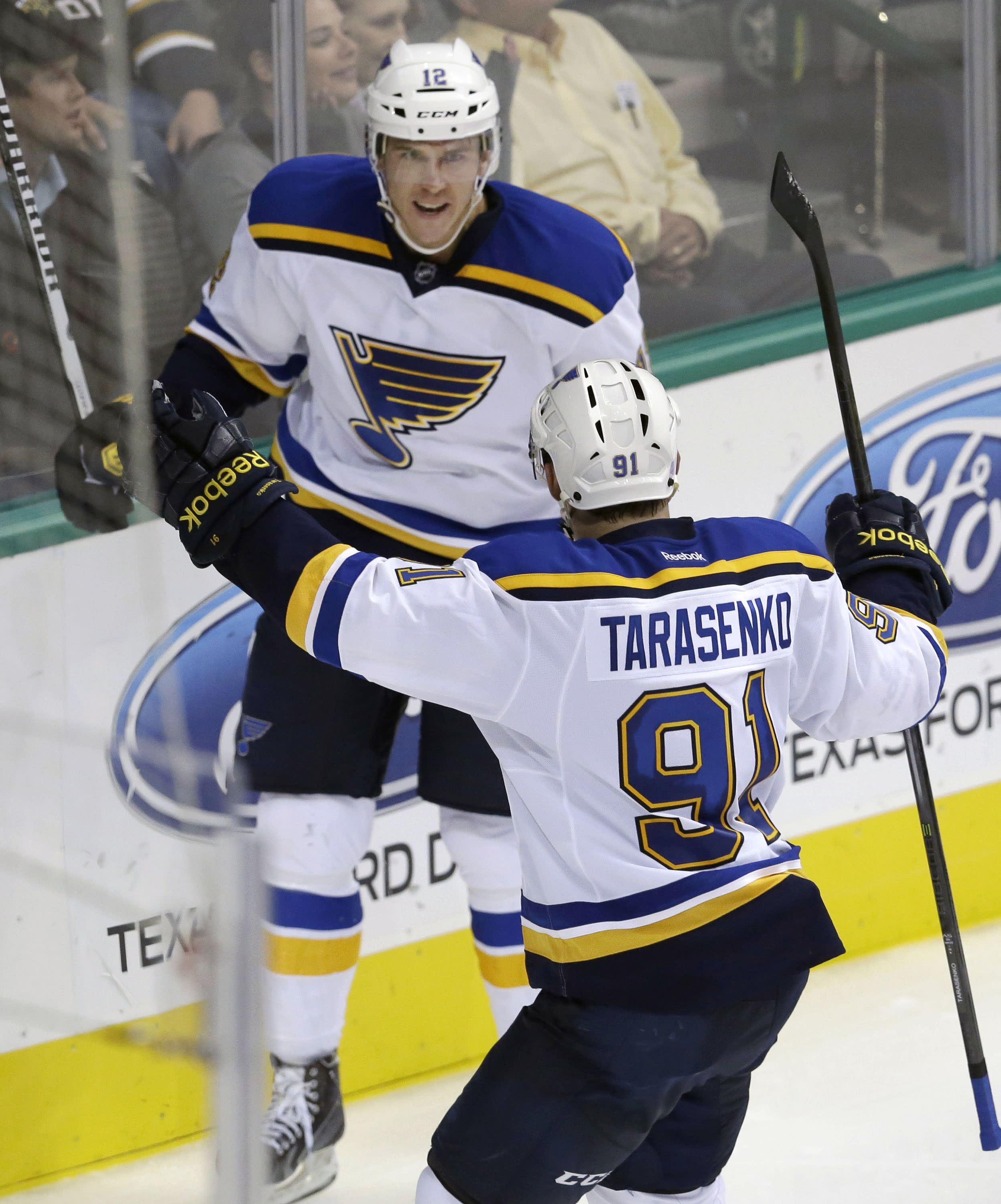 Tarasenko's goal in OT lifts Blues over Stars 4-3