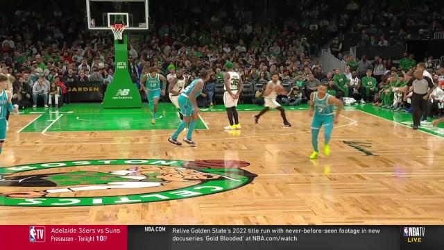 Jayson Tatum with an and one vs the Charlotte Hornets
