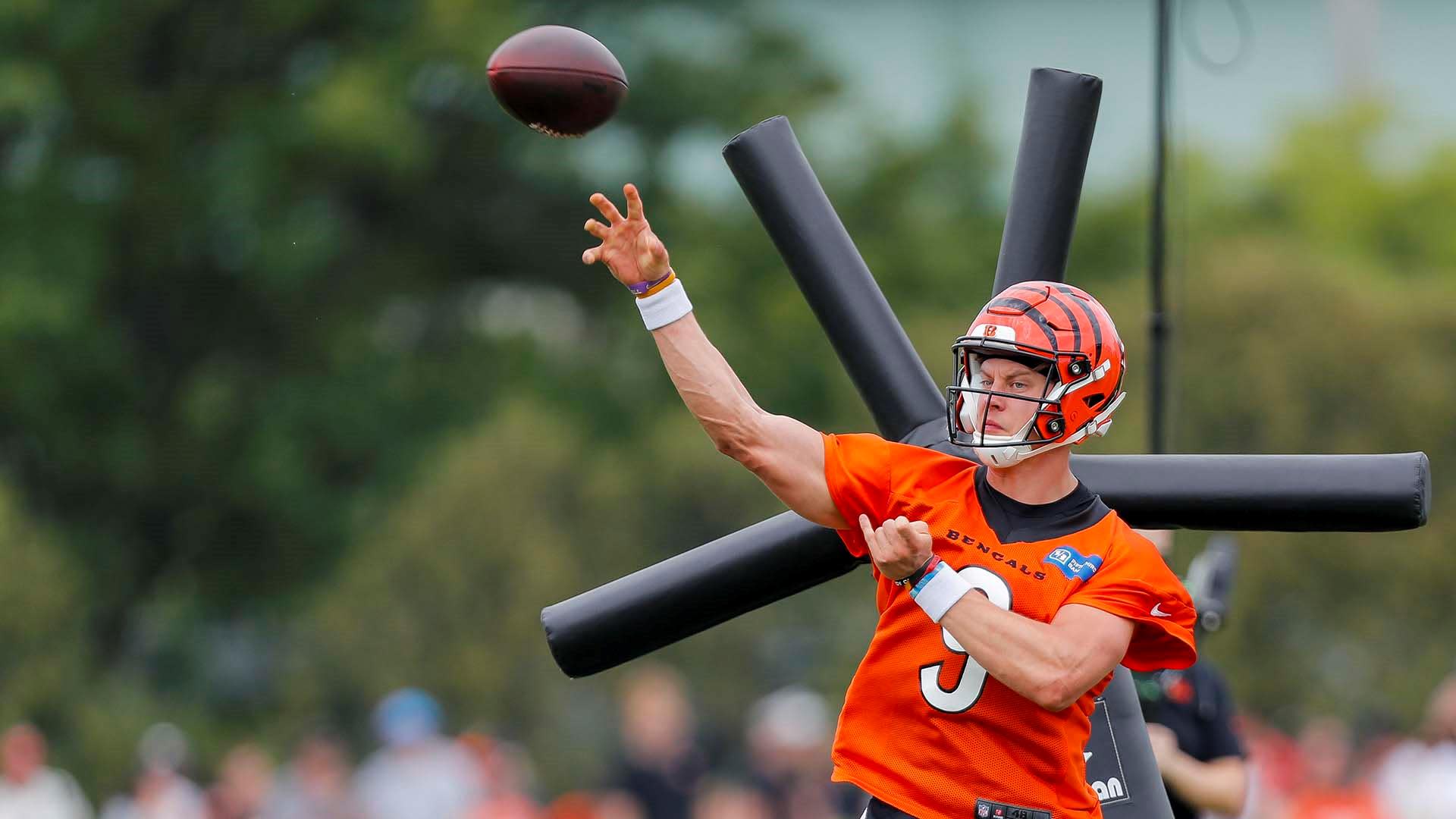 Cincinnati Bengals tight end Mitchell Wilcox (84) runs for the play during  an NFL football game against the Baltimore Ravens, Sunday, Dec. 26, 2021,  in Cincinnati. (AP Photo/Emilee Chinn Stock Photo - Alamy