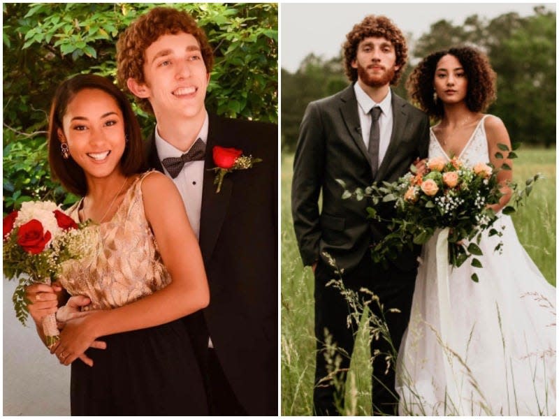 12 high school sweethearts compare prom and wedding photos and share their secrets to making a relationship last