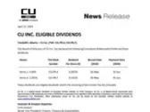 CU INC. ELIGIBLE DIVIDENDS