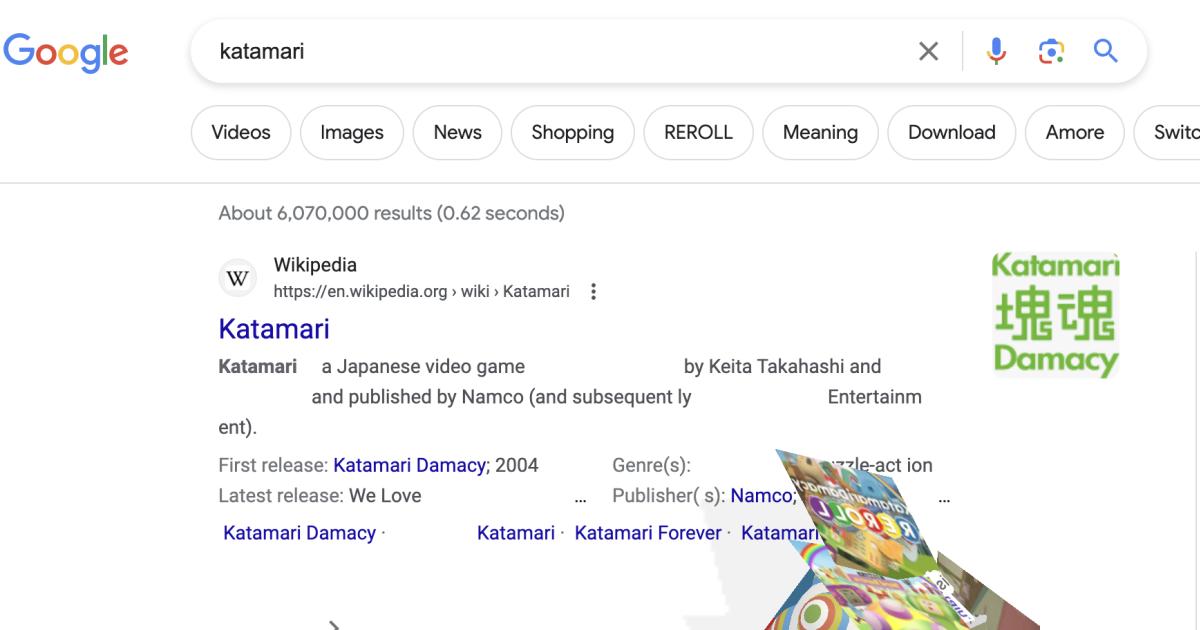 Google’s ‘Katamari Damacy’ easter egg allows you to roll up your search outcomes