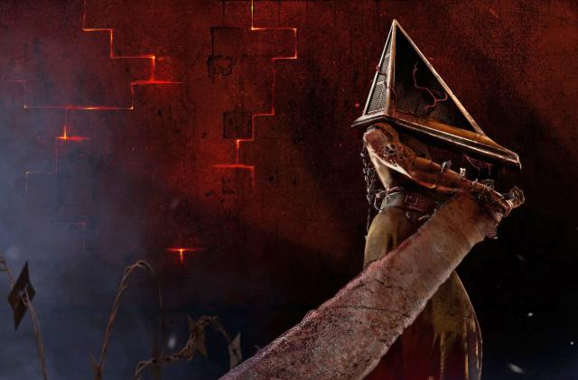 An artistic rendering of Pyramid Head in the video game 'Dead by Daylight'.