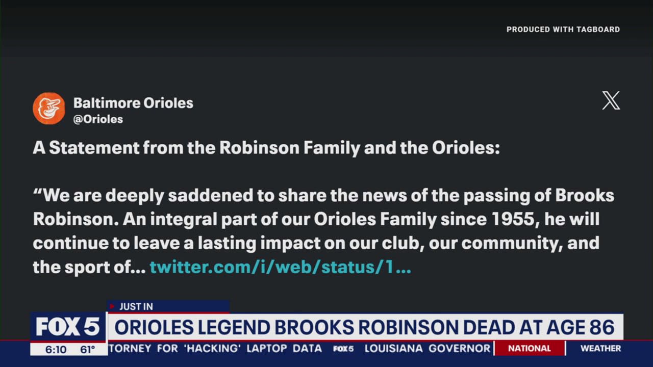 Brooks Robinson dies at 86