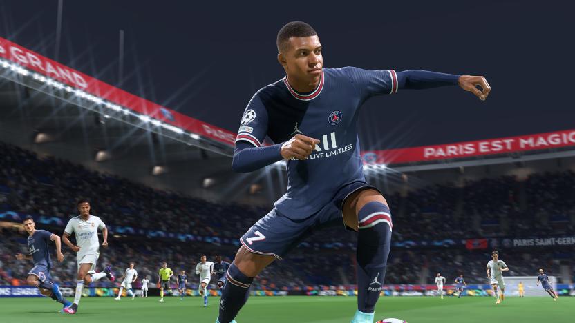 Kylian Mbappe charges forward in 'FIFA 22'