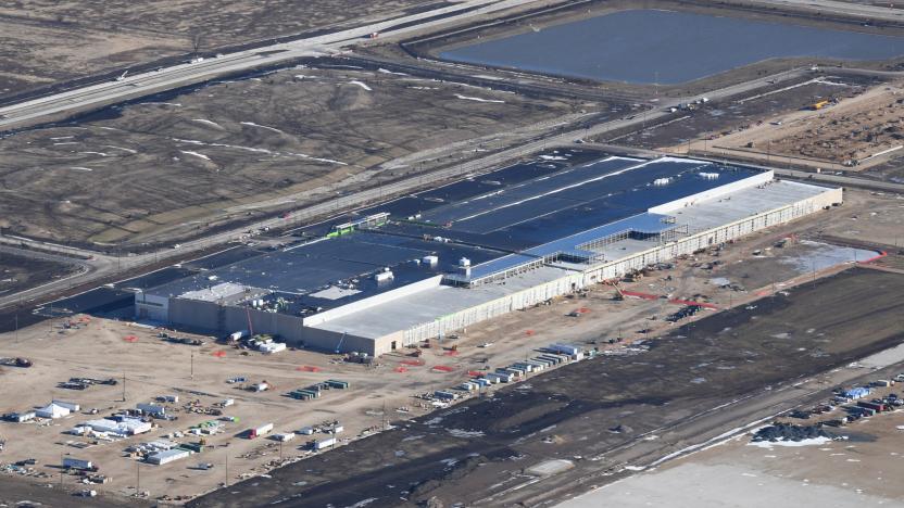 The Foxconn campus is shown under construction on January 6, 2020. A million-square-foot liquid crystal display factory, a 260,000-square-foot computer server manufacturing and assembly plant and a data center with offices are among structures planned for the Wisconsin site. (Mark Hertzberg/Chicago Tribune/Tribune News Service via Getty Images)