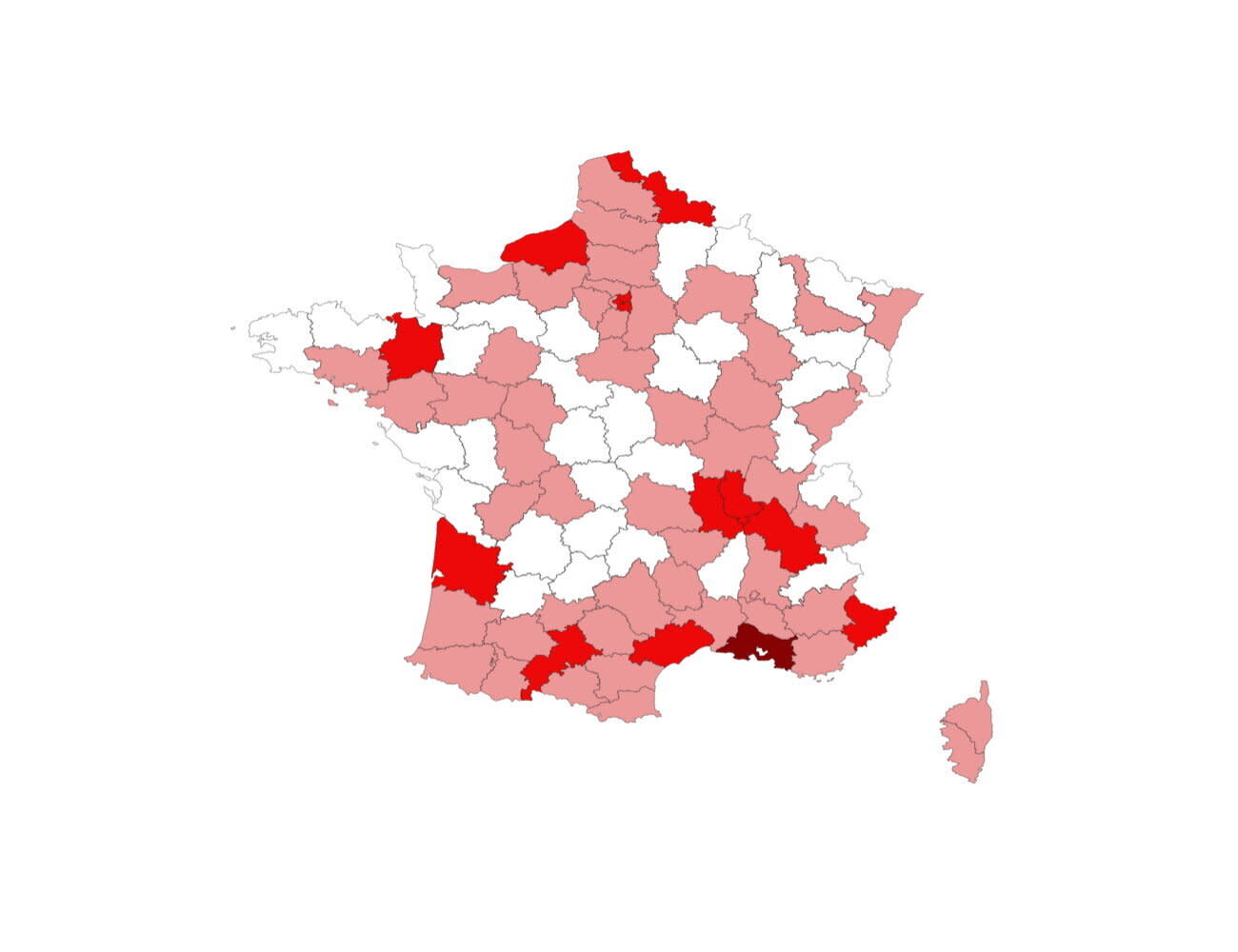 Covid-19: la carte des stades d'alerte en France