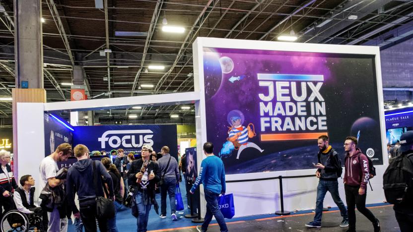 French production of gaming software attends at the Porte de Versailles exhibition center during the 10th edition of Paris Games Week 2019 fair - November 01, 2019, Paris. (Photo by Daniel Pier/NurPhoto via Getty Images)