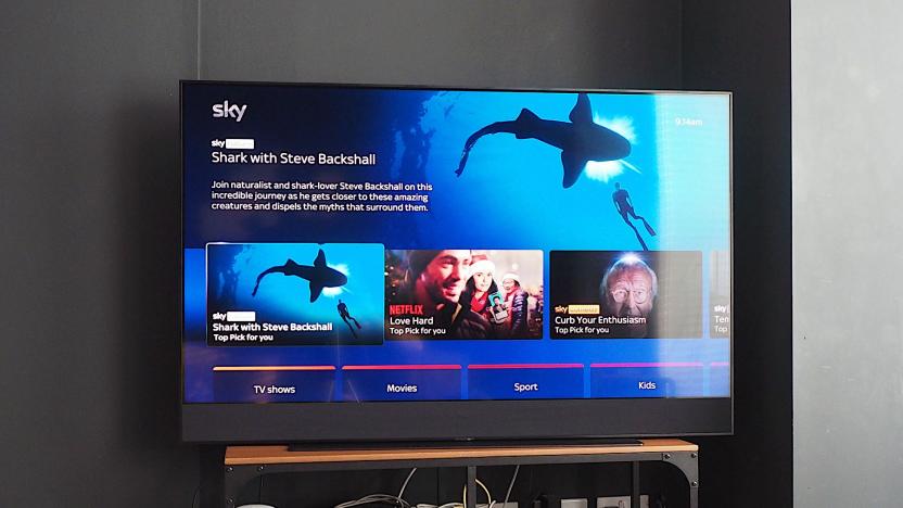 Image of Sky Glass sat on my TV stand (which is an IKEA Hack)