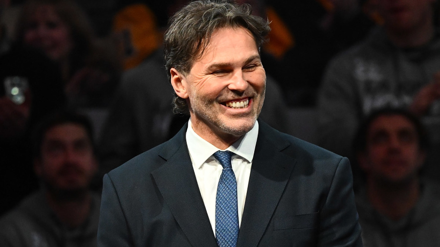 Getty Images - PITTSBURGH, PENNSYLVANIA - FEBRUARY 18: Jaromir Jagr smiles during his jersey retirement ceremony before the game between the Pittsburgh Penguins and the Los Angeles Kings at PPG PAINTS Arena on February 18, 2024 in Pittsburgh, Pennsylvania. (Photo by Justin Berl/Getty Images)