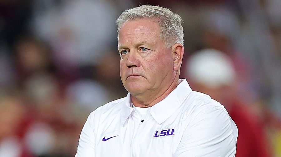 Getty Images - TUSCALOOSA, ALABAMA - NOVEMBER 04:  Head coach Brian Kelly of the LSU Tigers looks on prior to facing the Alabama Crimson Tide at Bryant-Denny Stadium on November 04, 2023 in Tuscaloosa, Alabama.  (Photo by Kevin C. Cox/Getty Images)