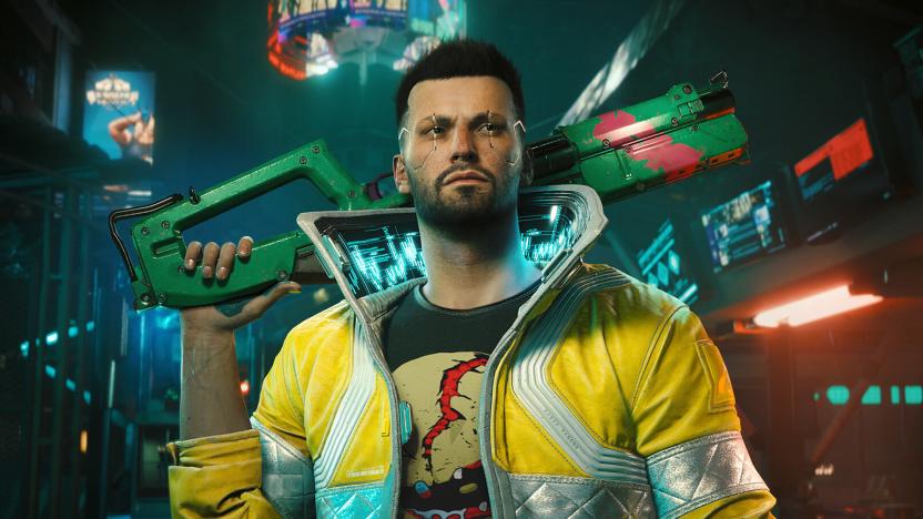 Armed man in 'Cyberpunk 2077'