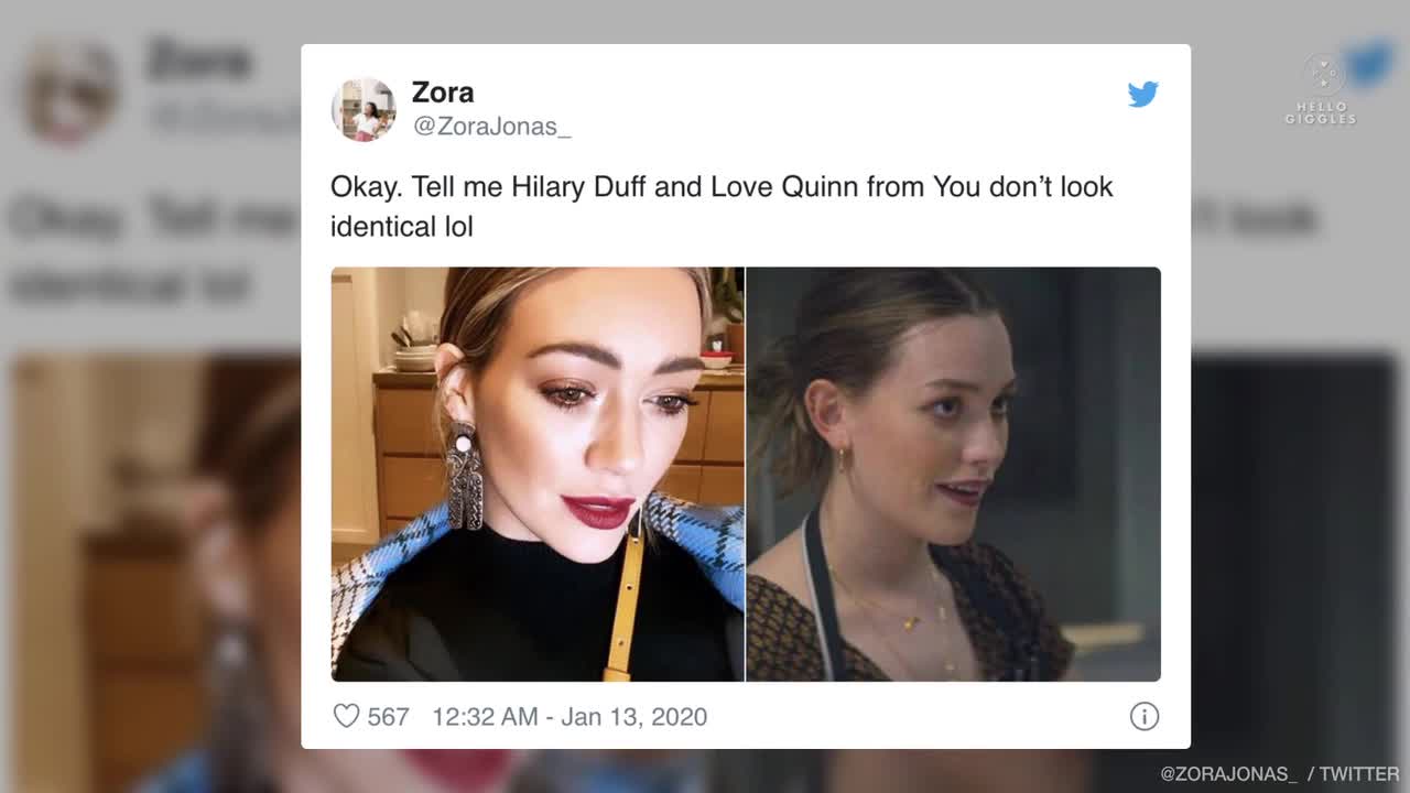 “you” Fans Think Victoria Pedretti And Hilary Duff Are Celebrity Twins And Its So Eerie 