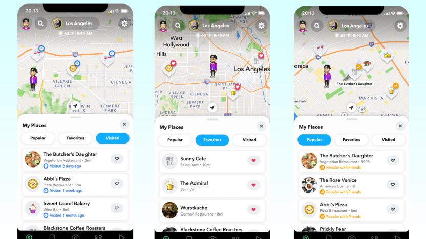Snapchat's map can now track where you've been and serve up recommendations. 