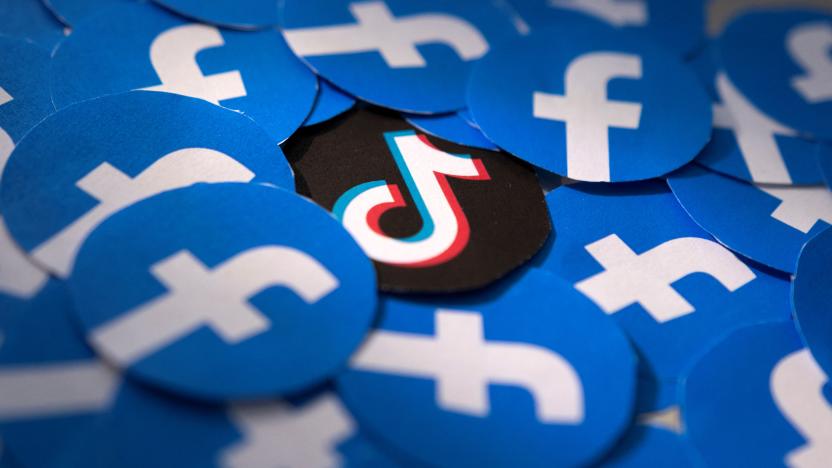 Printed Facebook and TikTok logos are seen in this illustration taken February 15, 2022. REUTERS/Dado Ruvic/Illustration