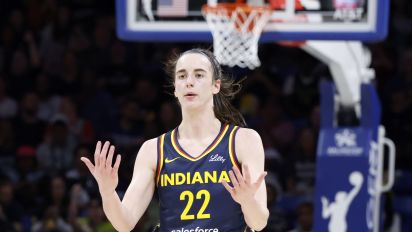 Associated Press - Indiana Fever guard Caitlyn Clark reacts after making a basket during the first half of an WNBA basketball game against the Dallas Wings in Arlington, Texas, Friday, May 3, 2024. (AP Photo/Michael Ainsworth)