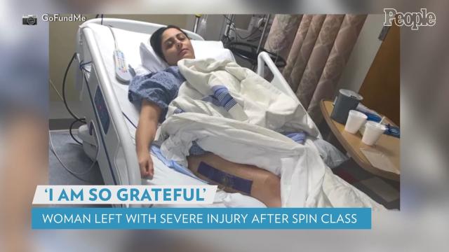 Woman almost lost her leg after attending a spin class, follow News Without Politics, subscribe to News Without Politics, bicycling