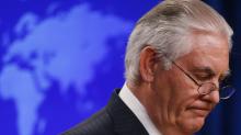 In an emotional farewell speech, Tillerson warns Russia and snubs Trump