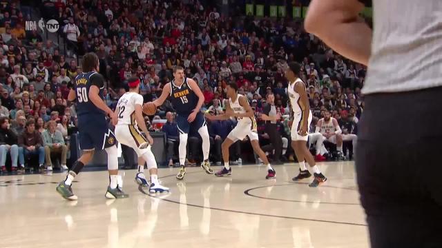 Nikola Jokic with an and one vs the New Orleans Pelicans