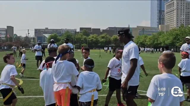 Free youth football camp featuring Browns and other local NFL players held  at Cleveland State University