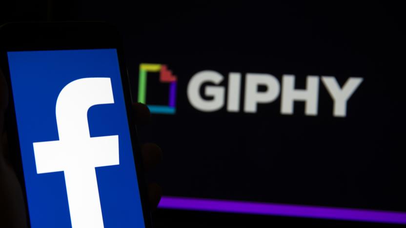 ANKARA, TURKEY - MAY 20: In this illustration photo, Facebook and Giphy logos are displayed on a laptop and a mobile phone screen in Ankara, Turkey on May 20, 2020. (Photo by Aytac Unal/Anadolu Agency via Getty Images)