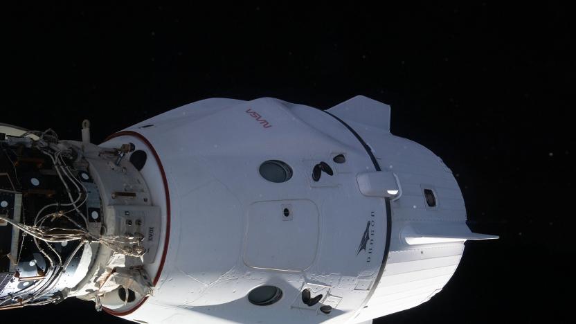 SpaceX Crew Dragon capsule docked with International Space Station