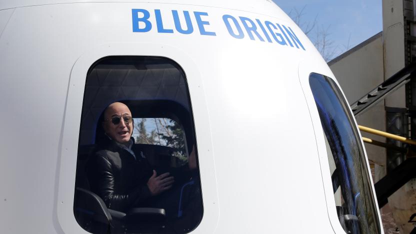 Amazon and Blue Origin founder Jeff Bezos addresses the media about the New Shepard rocket booster and Crew Capsule mockup at the 33rd Space Symposium in Colorado Springs, Colorado, United States April 5, 2017.  REUTERS/Isaiah J. Downing     TPX IMAGES OF THE DAY