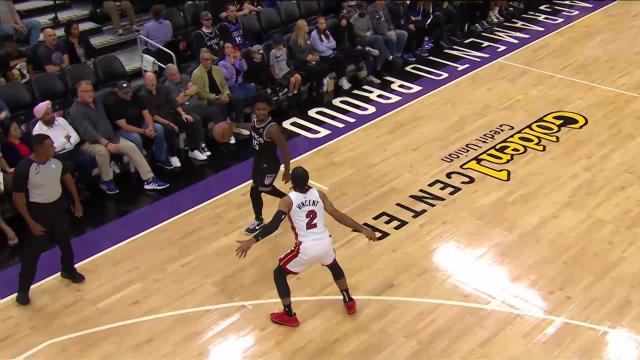 Davion Mitchell with an and one vs the Miami Heat